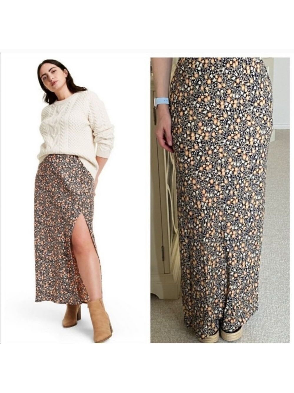 Nili Lotan Women’s Liberty Floral Print Maxi A-Line Skirt Black NWT Size XS